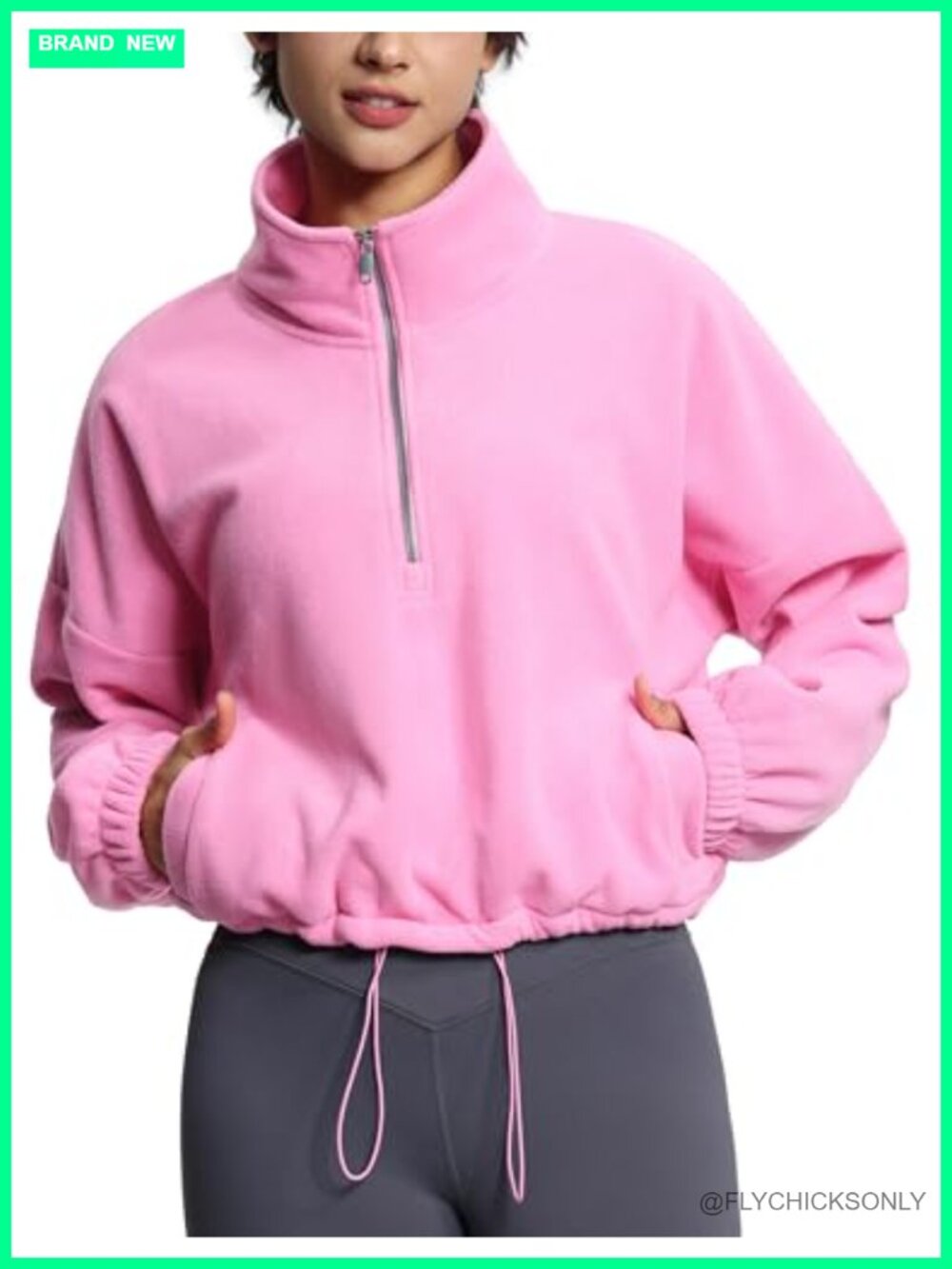 Women's Half Zip Crop Pullover Sweatshirt Fleece Workout Top